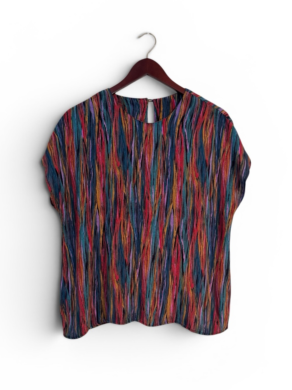 VTG 80s-90s Pappagallo Abstract Multicolor Blouse Size L Art Print Retro Top